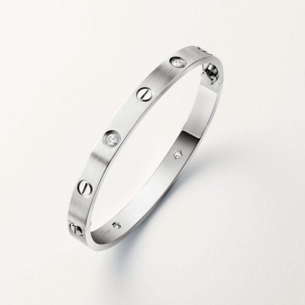 White Gold Ca***er Love Bracelet With Diamonds [💎FREE GIFT] - Image 2